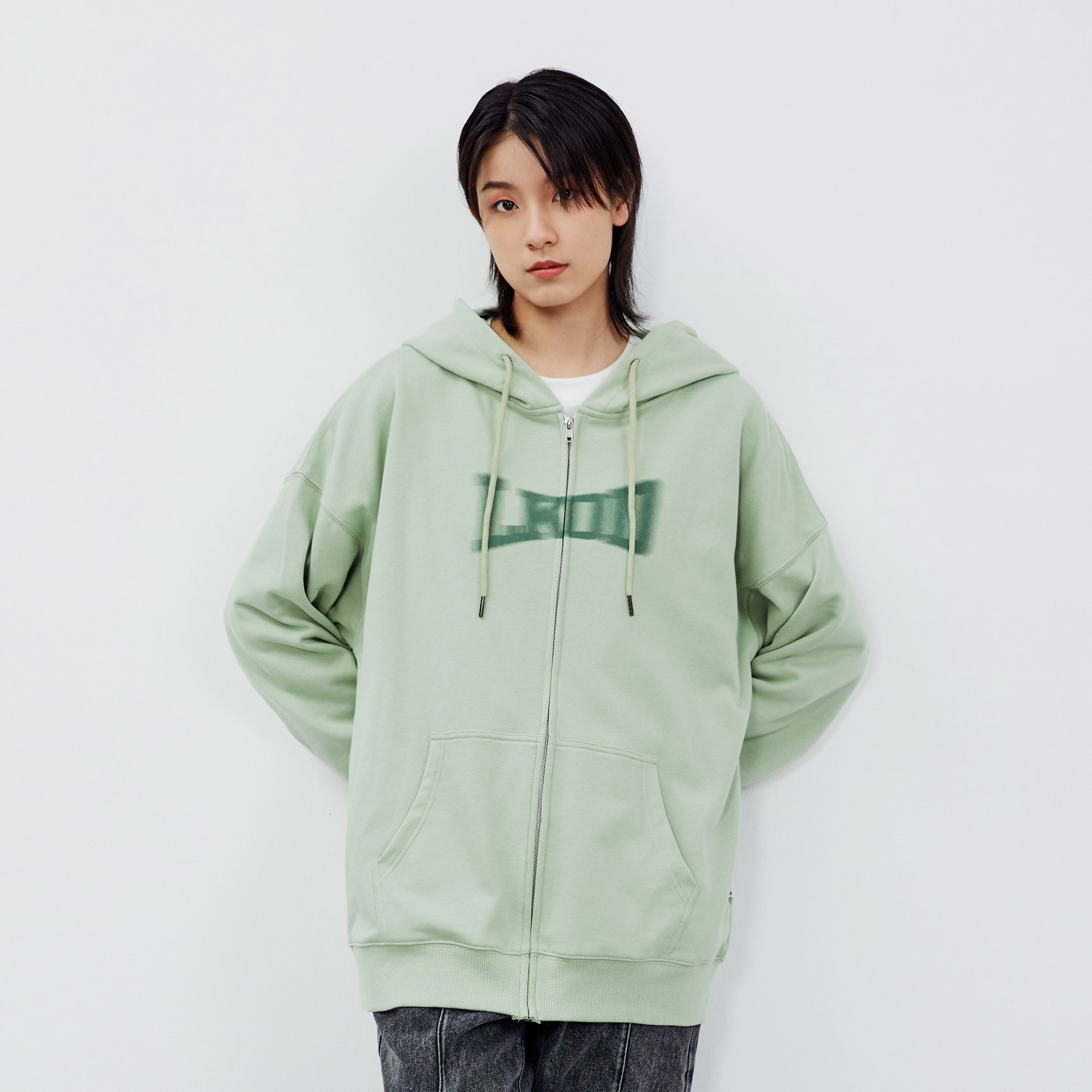 LKSTORE LKOD2021秋冬新款连帽幻影字母印花连帽卫衣潮情侣款帽衫