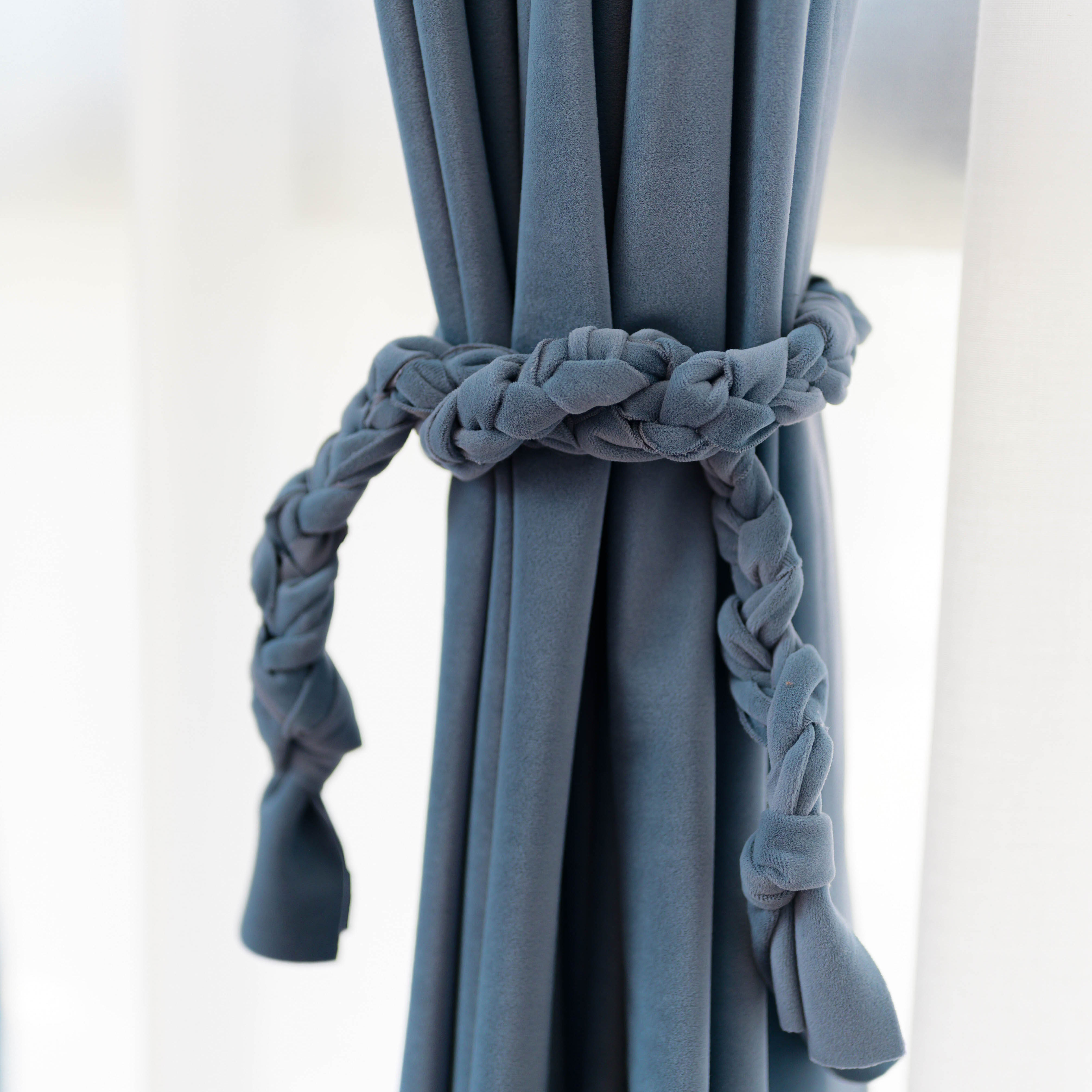 简约轻奢北欧天鹅绒灰蓝雾霾蓝遮光定制窗帘卧室客厅哑光丝绒窗帘