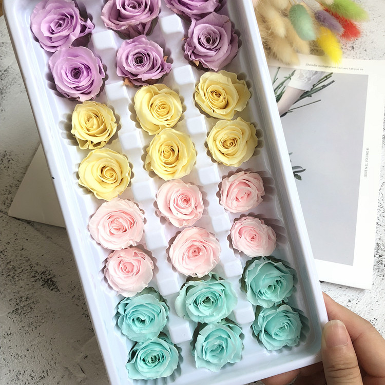 永生花diy材料 B级永生玫瑰花头2-3厘米小玫瑰 钥匙扣配材主花