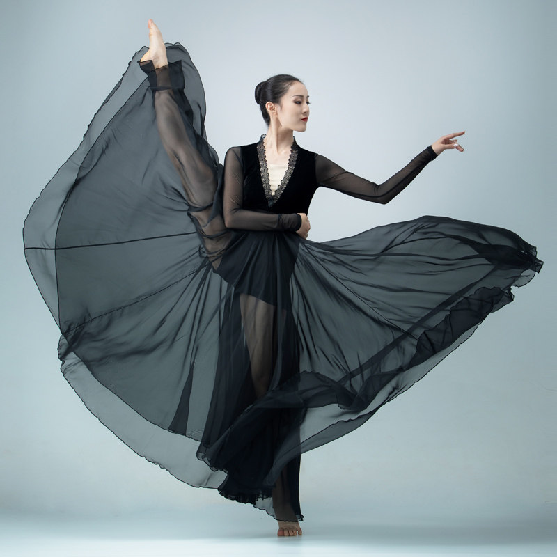 舞蹈现代舞写真摄影超大裙摆古典半身飘逸长裙民族服装