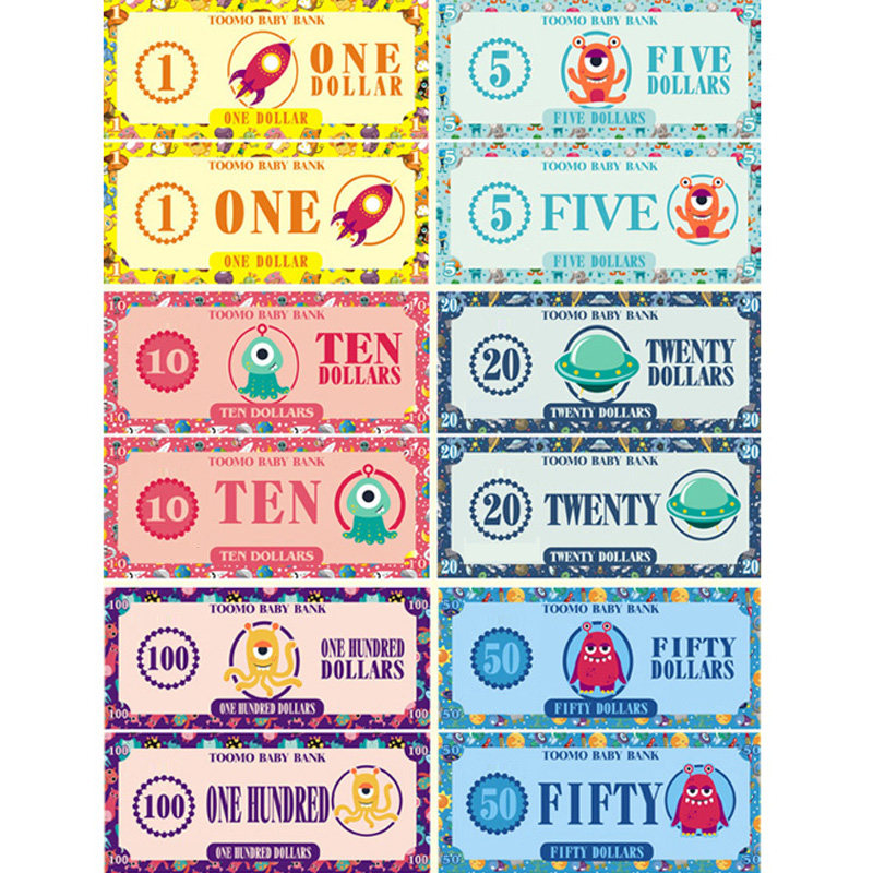 奖励toomo学习儿童玩具纸币游戏币钱币幼儿园贴纸游戏早教闪卡