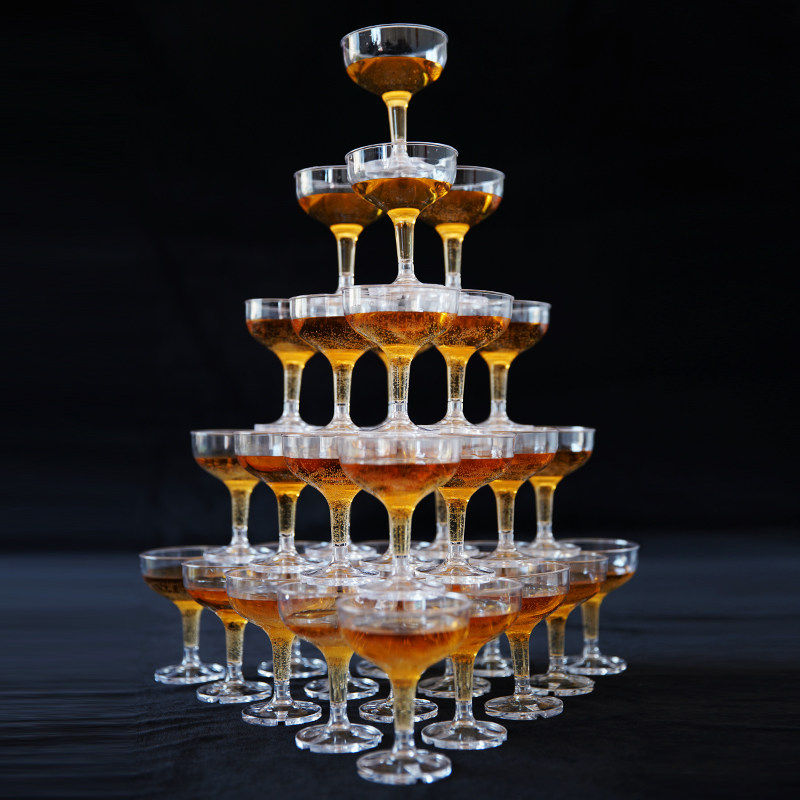 加厚亚克力香槟塑料高脚杯庆典开业酒吧酒杯婚庆异形