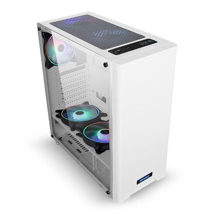 机箱航嘉gs500c台式电脑粉色少女atx大板全侧电竞机箱