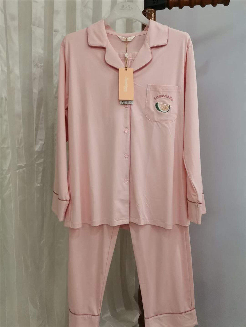 美之梦睡衣正品春夏季长袖针织纯棉开衫纯色简约睡衣