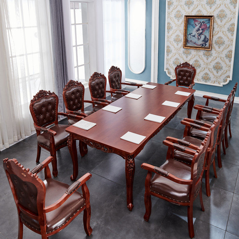 餐桌剧本欧式民国桌椅组合实木长方形加长2.4米餐桌