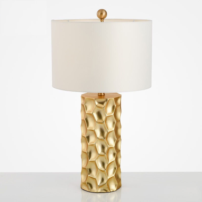 美式台灯现代简约创意五金树脂金色卧室床头样板房装饰台灯