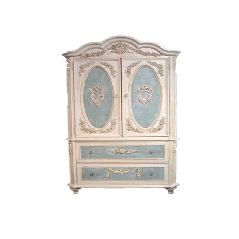 复古雕花衣柜法式做旧实木双门美式欧式轻奢衣柜