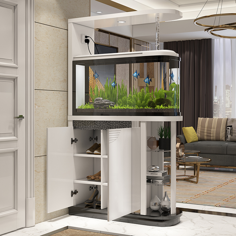 现代简约 客厅带鱼缸隔断鞋柜 入户玄关门厅柜多功能装饰屏风柜子