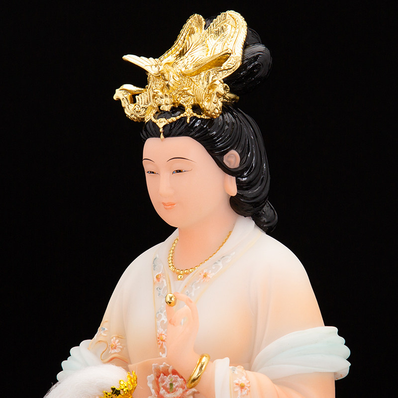 碧霞元26寸泰山老奶奶神像汉白玉泰山圣母家居供奉佛像摆件