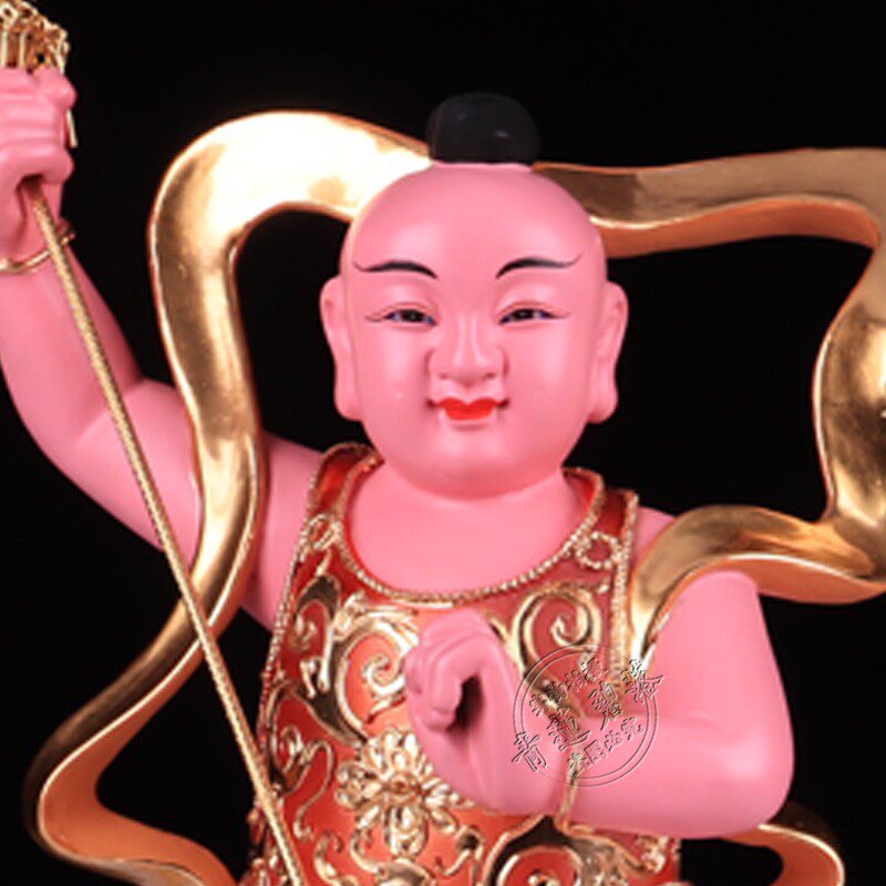 三太太子哪咤莲花神像肚围肚兜佛像12寸道教摆件