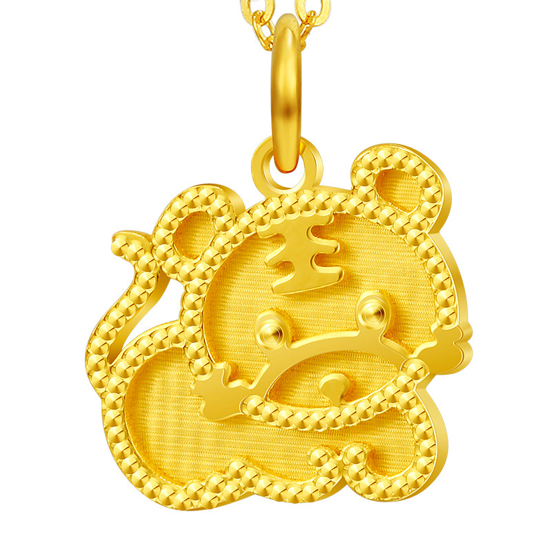 汉秀黄金生肖吊坠足金虎年趴趴虎老虎挂坠新款颈饰