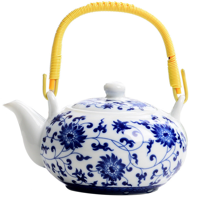 水壶景德镇陶瓷凉水提梁大号泡茶茶壶大容量耐高温青花瓷茶壶