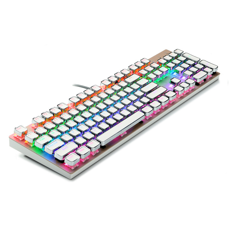 e元素x-falcon 104键机械键盘青轴 金属圆帽蒸汽朋克有线游戏键盘