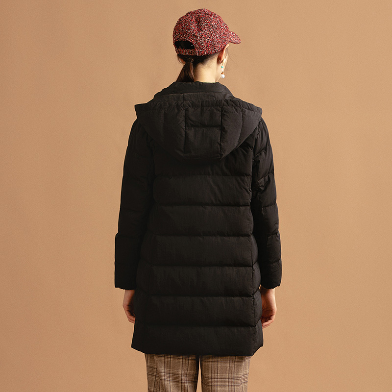 渔牌外套羽绒中长鸭绒白鸭绒女装加厚冬季新款羽绒服