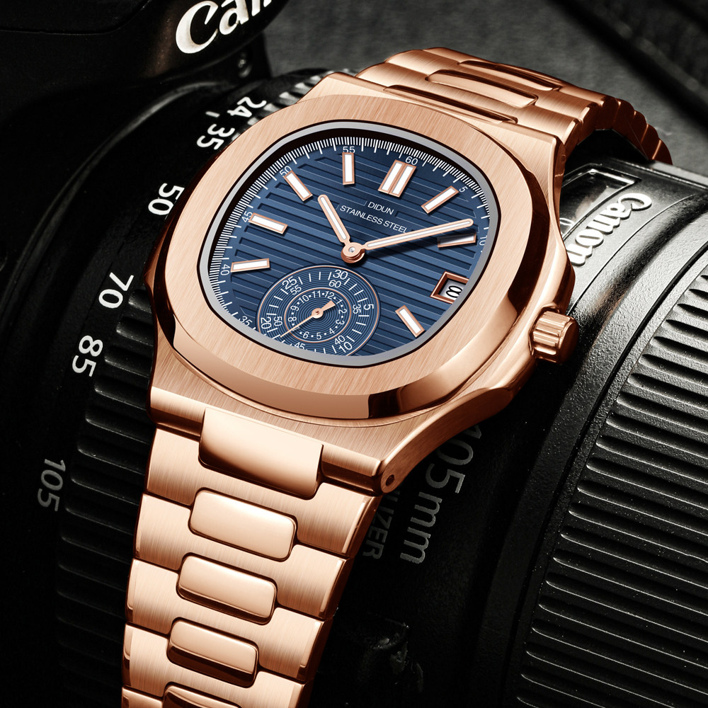 迪顿正品新款国产手表潮流时尚运动男款精钢日历国产腕表