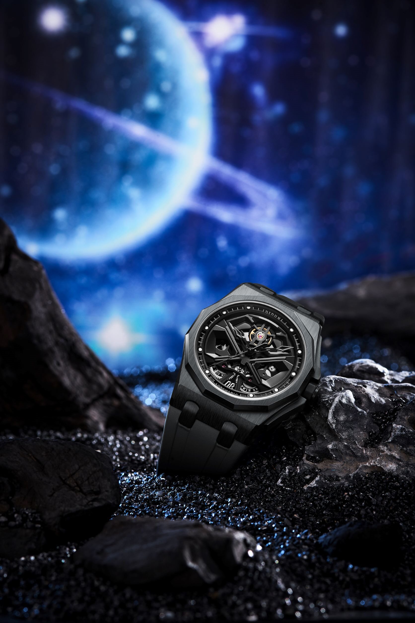 机械机械手手表正品迪顿自动自动机黑武士精钢圆形国产腕表