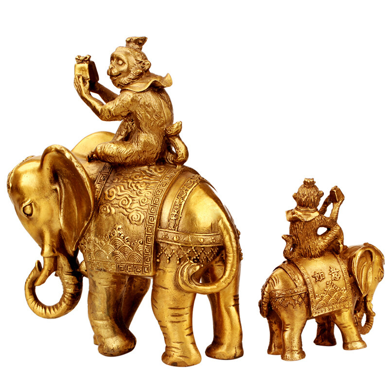 纯铜封侯拜相摆件骑象送宝工艺品证书摆件