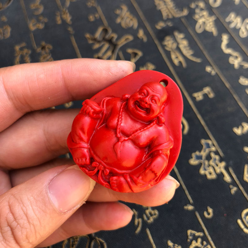 台湾原色朱砂大肚吊坠转运护身帝王男女佛公其它首饰