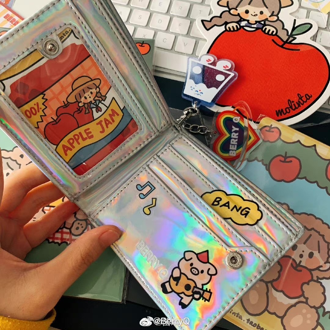 钱包berryq痛包透明镭射可挂折叠追星短款多功能钱包