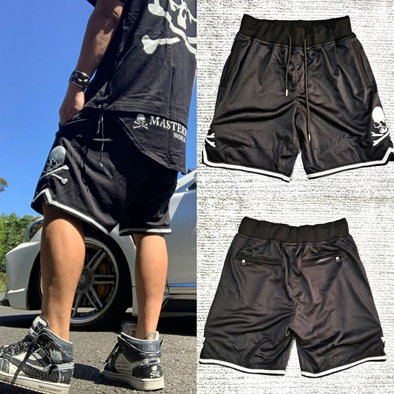 MMJ骷髅头网眼短裤FOG高街拉链抽绳休闲运动篮球五分裤