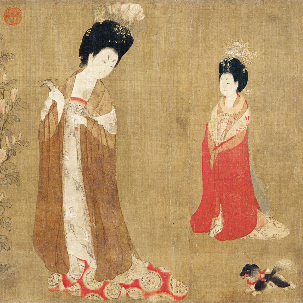 周肪簪花仕女女图国画古代古代人人物画高清艺术国画