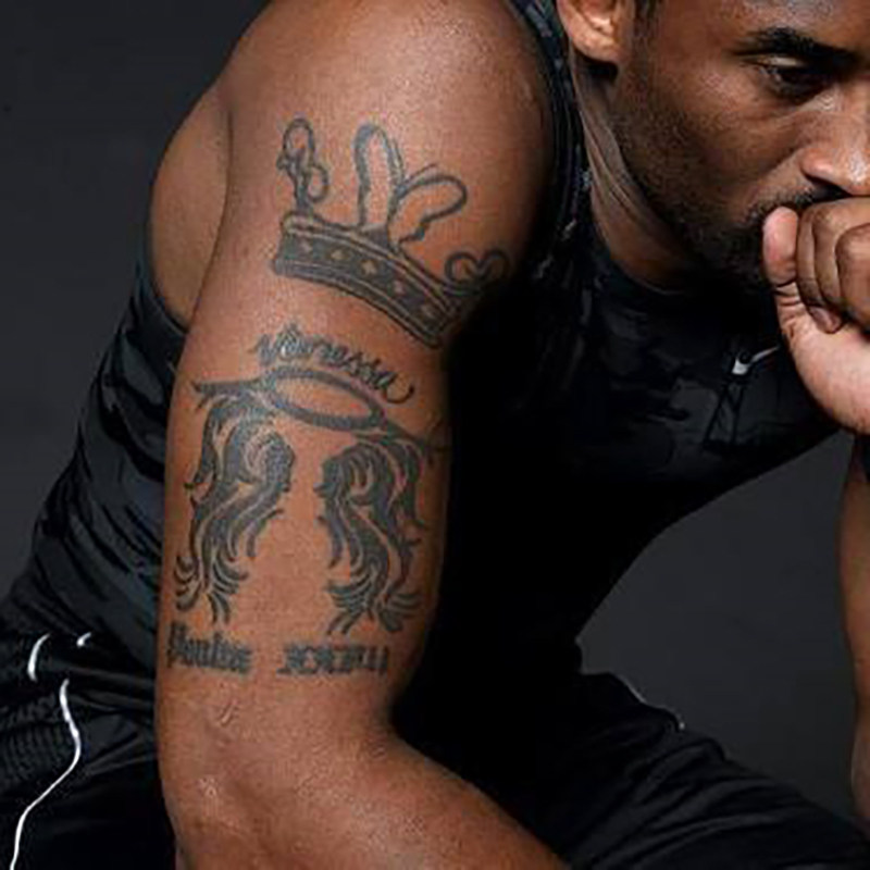 nba球星科比同款纹身贴蝴蝶围绕皇冠花臂纹身贴男持久防水刺青贴