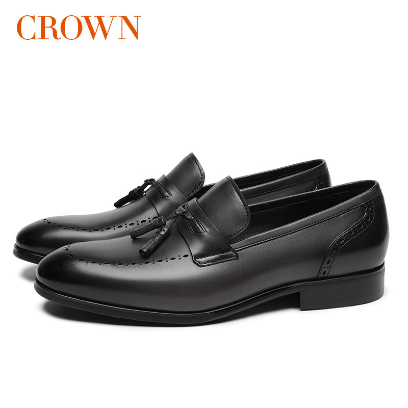 crown皇冠男鞋夏季透气新款乐福鞋男韩版潮头乐福鞋豆豆鞋