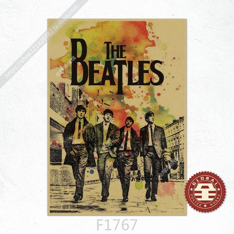 thebeatles披头士甲壳虫海报摇滚乐队复古牛皮纸酒吧琴行现代装饰画