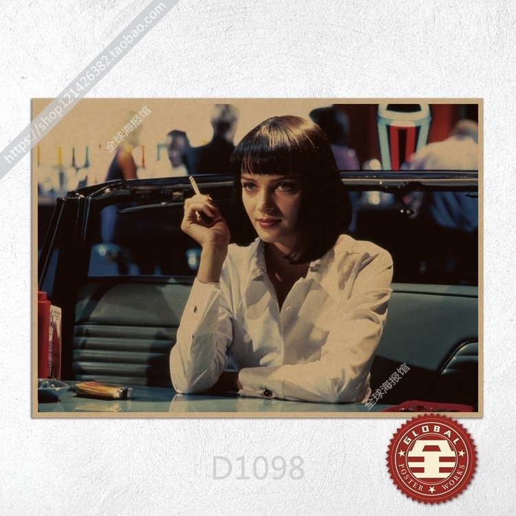 低俗小说pulpfiction昆汀经典电影复古牛皮纸海报酒吧现代装饰画