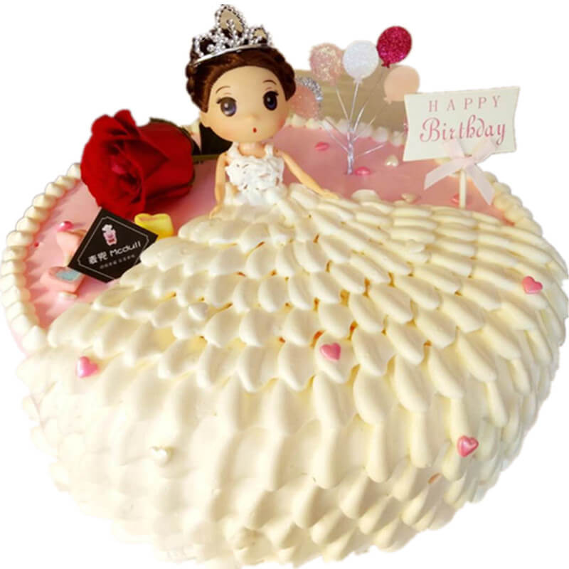 儿童公主芭比娃娃女孩生日蛋糕店同城配送山东青岛市胶州市滕州市
