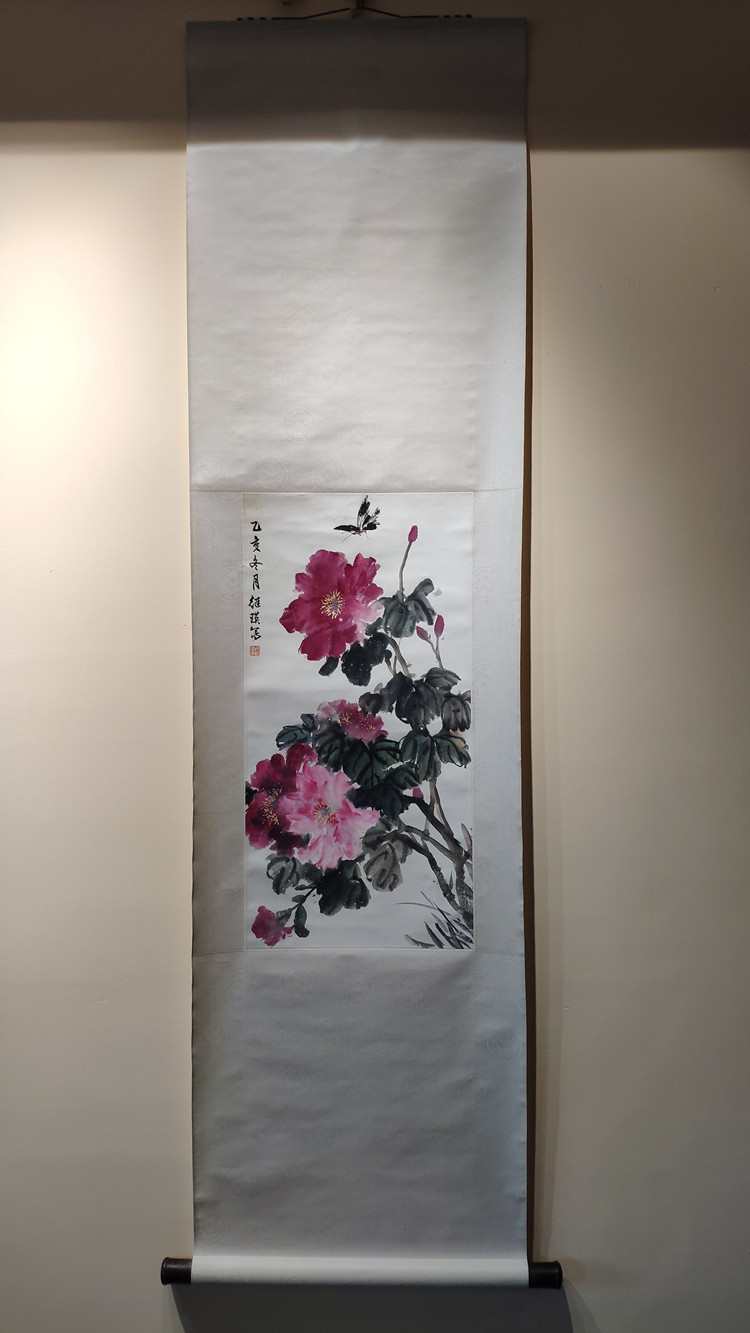 国画手绘真迹刘继瑛牡丹富贵条幅水墨无框宣纸国画