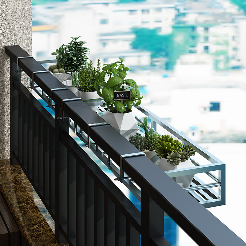 阳台不锈钢烤漆花架防盗窗户户外悬挂护栏室内花架