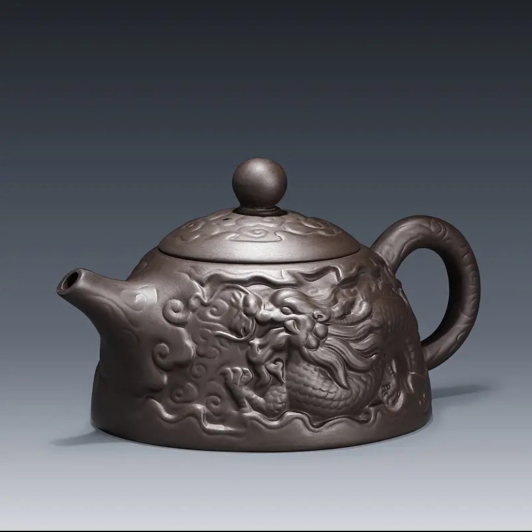 拾艺紫砂壶功夫茶功夫手工养生壶懒人雕龙浮雕凤鸣茶壶