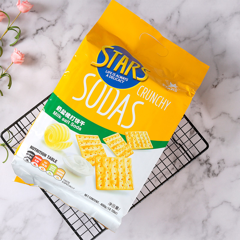 stars众星苏打饼干400gx3包咸蛋黄奶盐芝士木糖苏打饼干