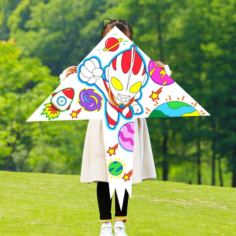 风筝涂鸦半成奥特曼易飞微风手工自制diy儿童风筝