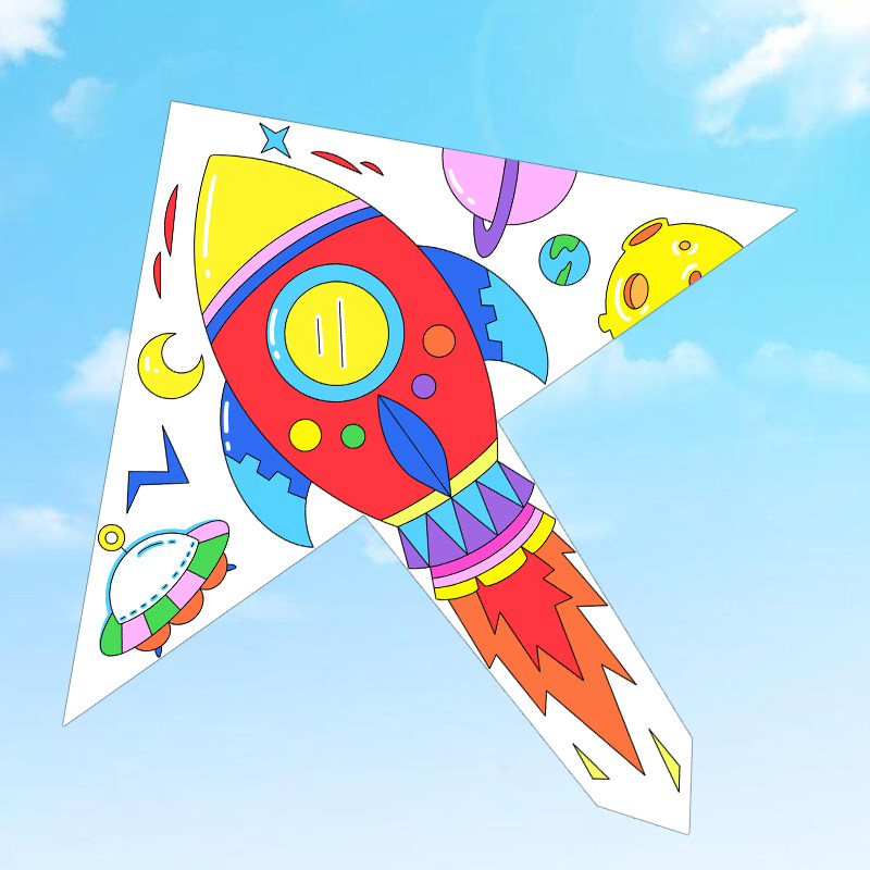 奥特曼绘画易飞微风新款2022年自制白色空白手绘风筝