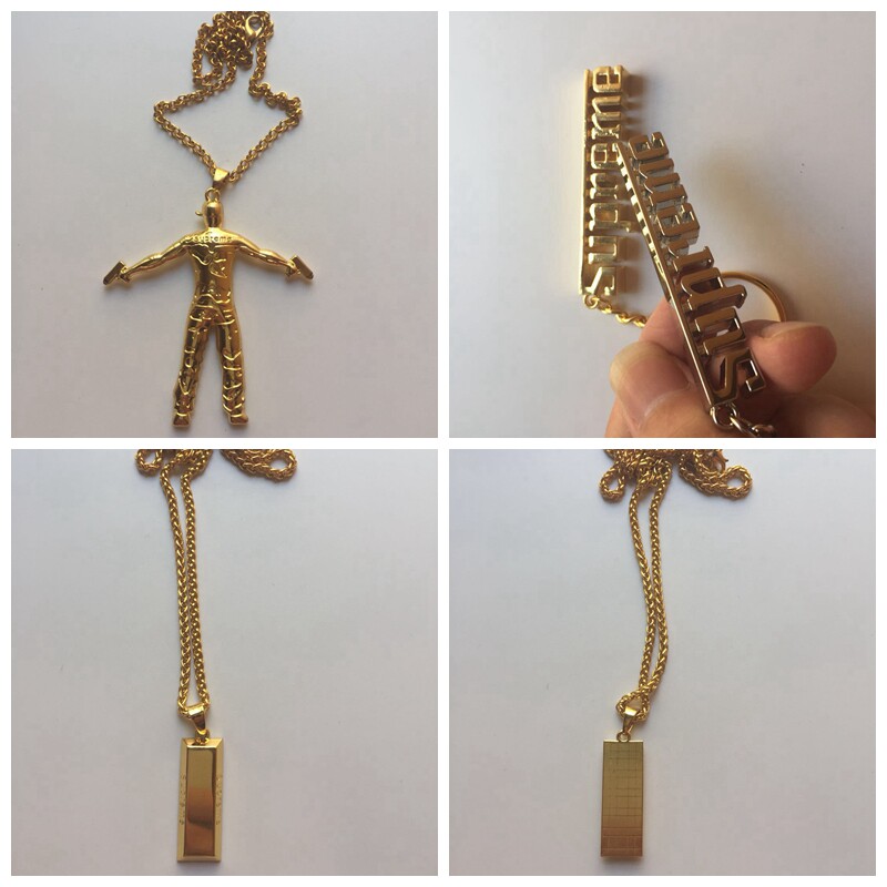 supreme项链天秤18ss说唱k金hiphop圆牌14k天平高桥盾圆牌水钻
