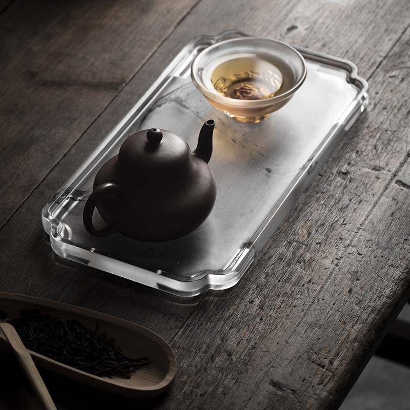 一禅茶事景德镇手工琉璃水墨壶承干泡茶盘托盘茶盘