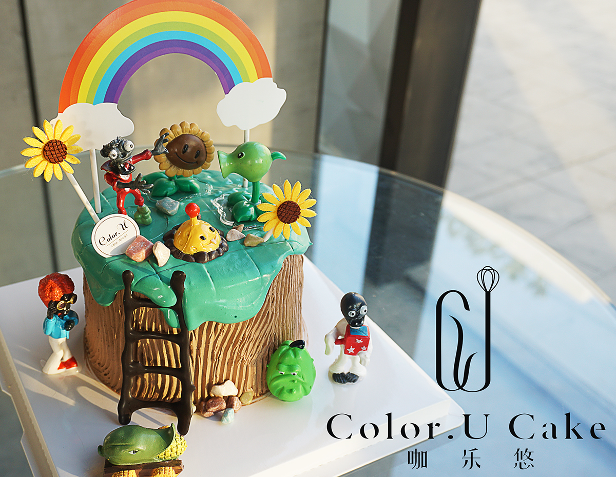 经典游戏主题植物大战僵尸生日蛋糕儿童成人趣味蛋糕杭州同城新鲜生日