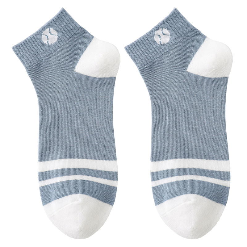 网球袜子男短袜夏季薄款纯棉运动防臭蓝色春秋短袜