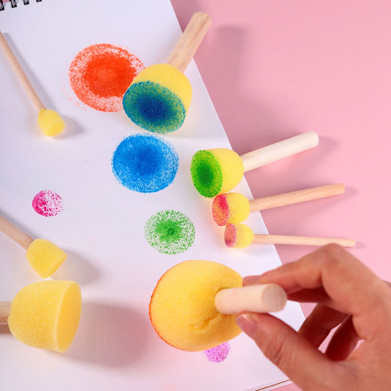 海绵儿童儿童画画画印章画刷幼儿园美术蘑菇滚轮画笔