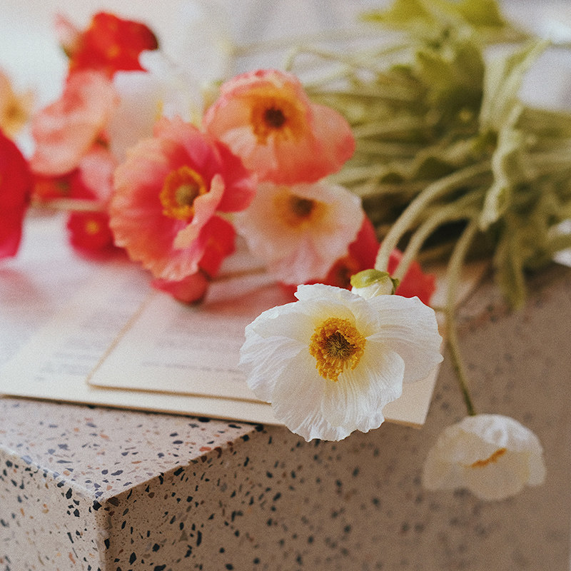 ins油画质感虞美人仿真花样样板房间装饰拍照仿真花