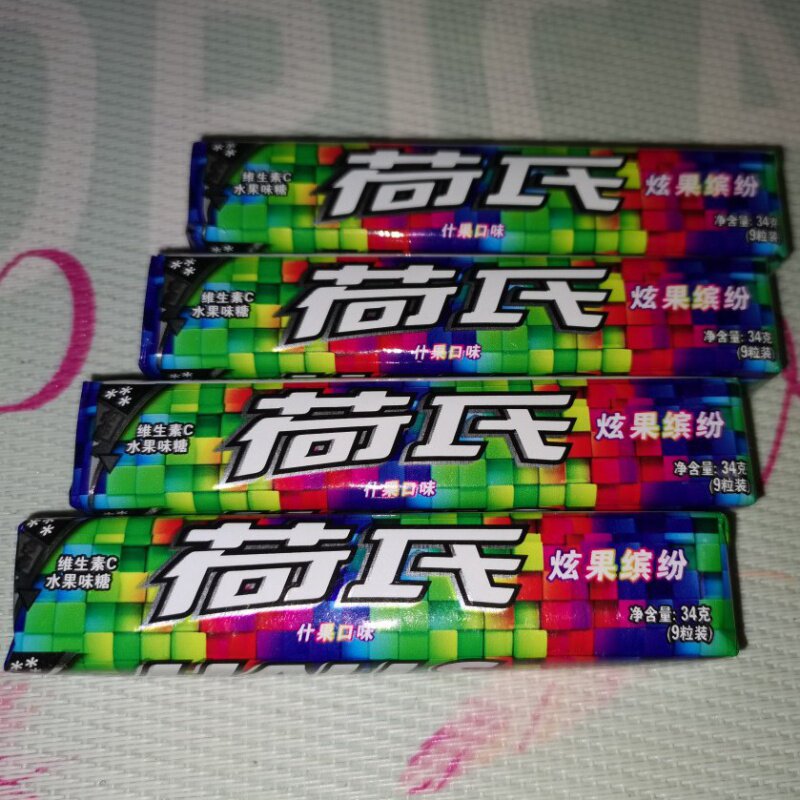 薄荷荷氏680g整盒午夜风暴特强口香糖何氏清凉传统糖果