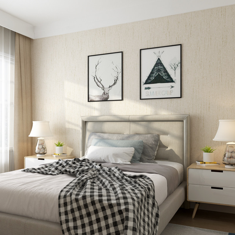 棉麻墙布现代简约无缝素色客厅卧室电视背景墙壁布墙布