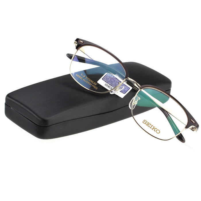 seiko精工纯钛眼镜框男女潮款时尚全框超轻近视复古眼镜架hc3012
