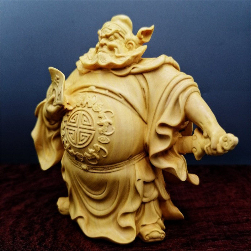 黄杨木雕招财钟馗人物摆件文玩家居装饰收藏品男士木雕