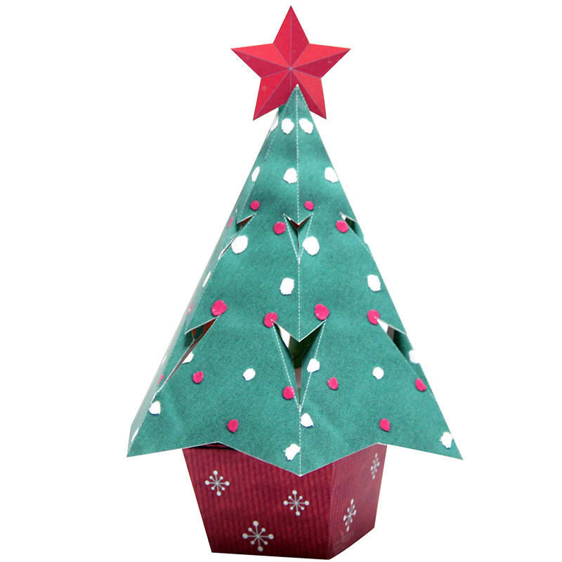 儿童纸艺亲子diy材料纸质手工圣诞节纸模型立体折纸迷你圣诞树