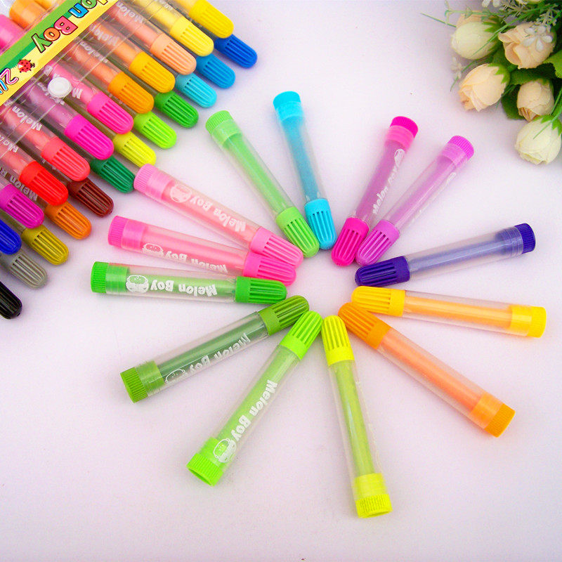 西瓜太郎12色24色36色大容量水彩笔 袋装环保安全 大容量涂鸦笔