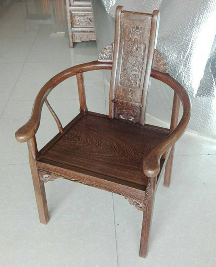 红木家具鸡翅木文福椅福椅圈椅实木椅子太师椅靠背休闲椅圈椅