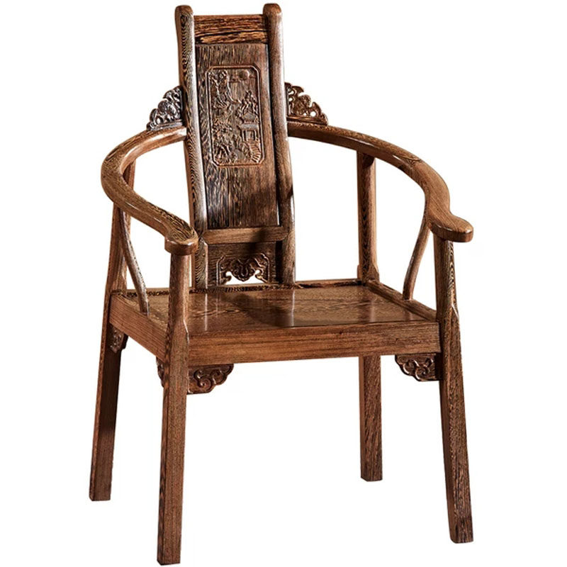 红木家具鸡翅木文福椅福椅圈椅实木椅子太师椅靠背休闲椅圈椅